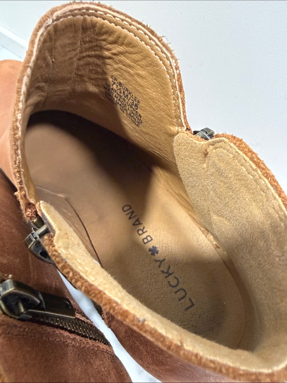 LUCKY BRAND Toffee Leather Basel Booties Women’s Size 7.5 - Picture 4 of 6